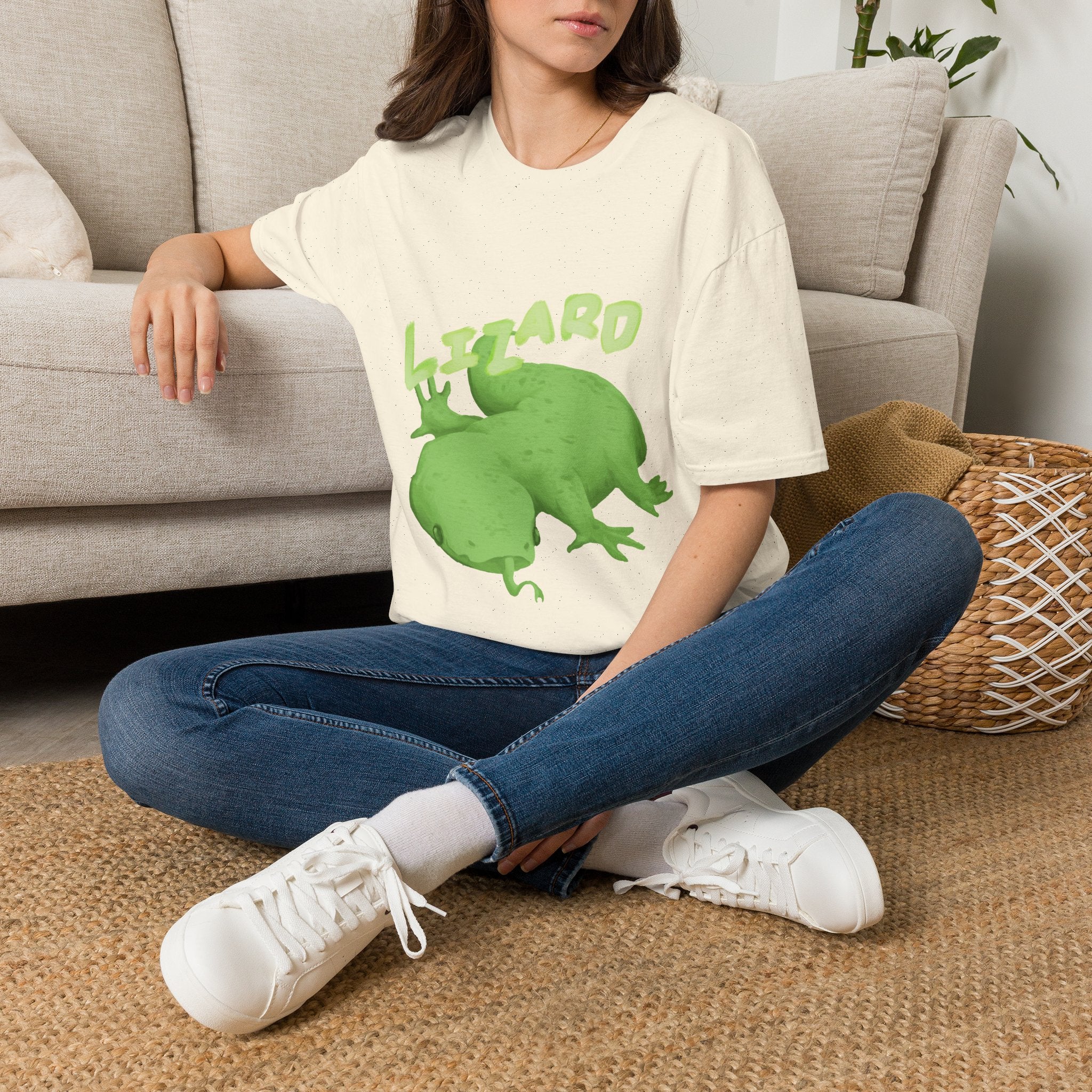 'lizard shirt' Cute Green Lizard Graphic T-Shirt — "LIZARD" Sketch Illustration