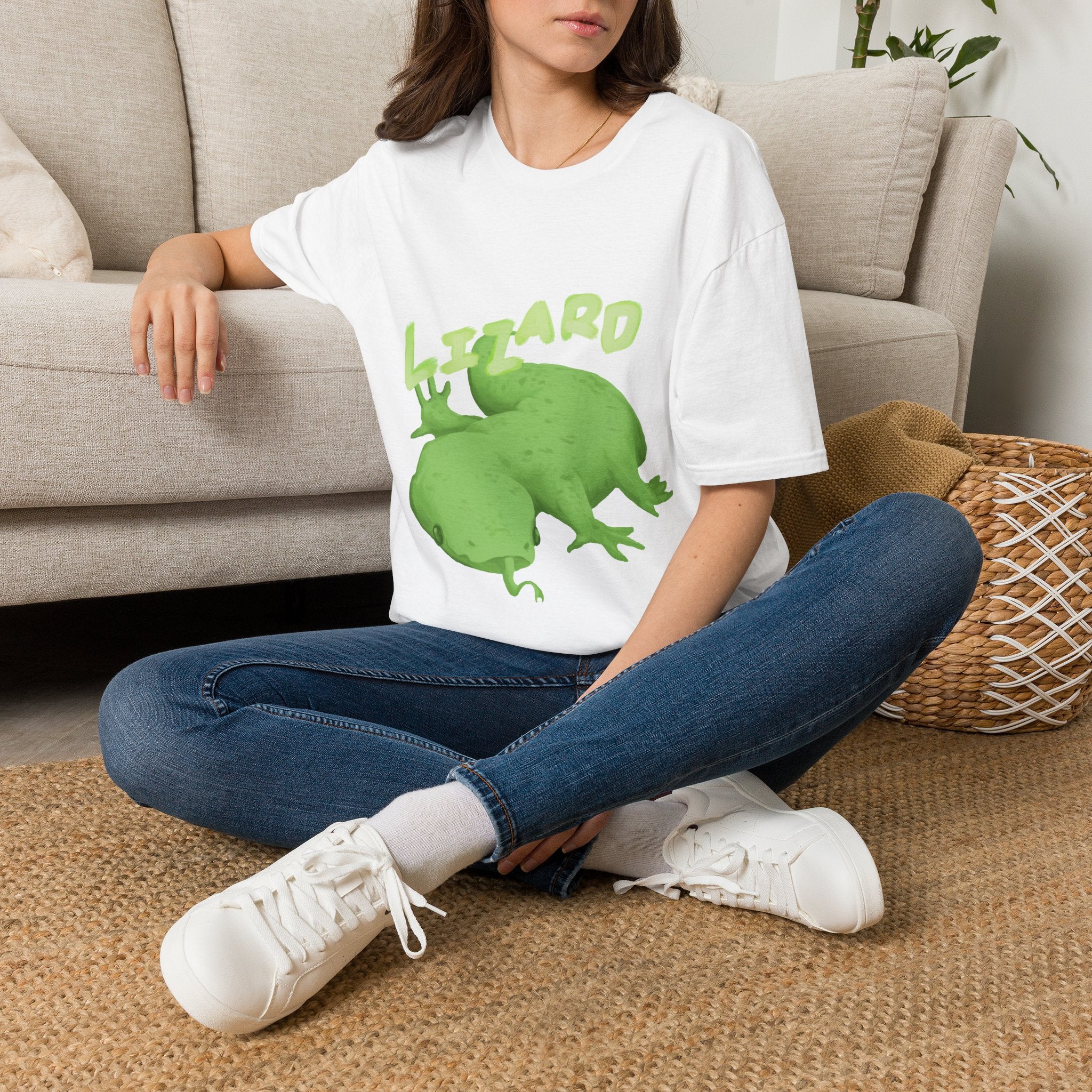 'lizard shirt' Cute Green Lizard Graphic T-Shirt — "LIZARD" Sketch Illustration