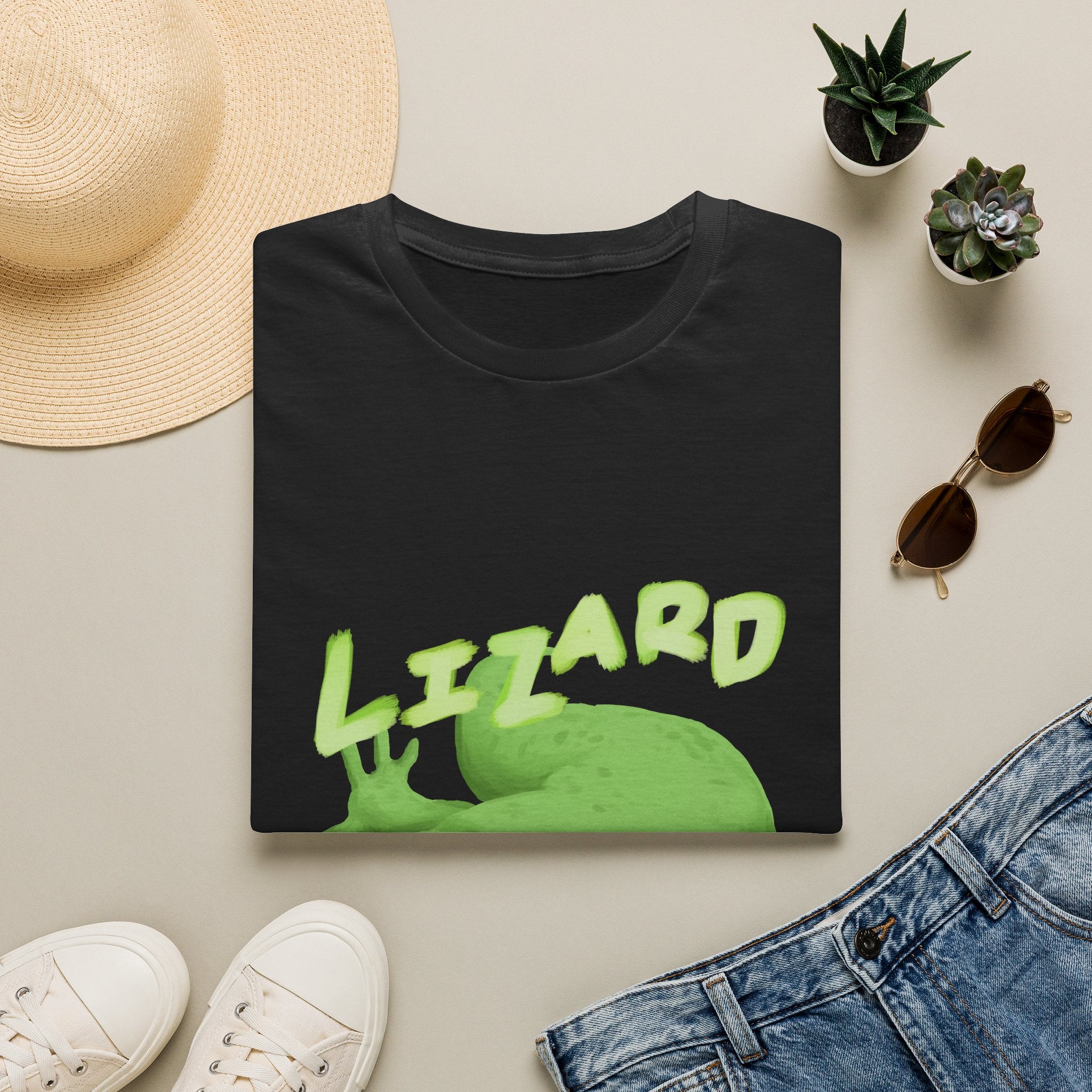 'lizard shirt' Cute Green Lizard Graphic T-Shirt — "LIZARD" Sketch Illustration