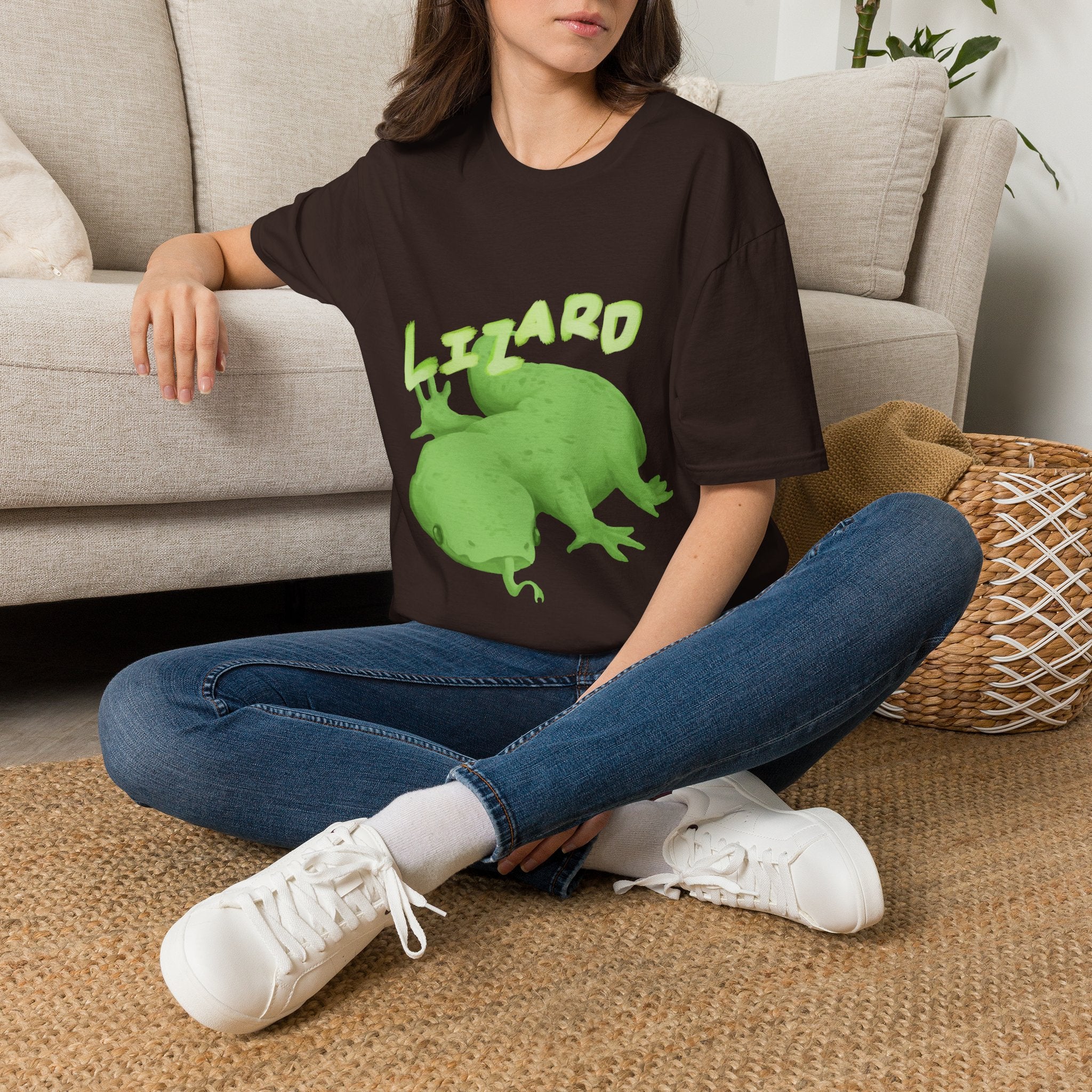 'lizard shirt' Cute Green Lizard Graphic T-Shirt — "LIZARD" Sketch Illustration