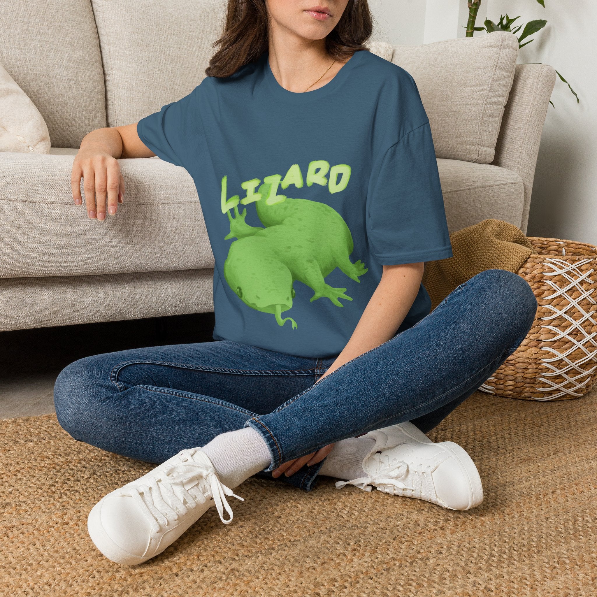 'lizard shirt' Cute Green Lizard Graphic T-Shirt — "LIZARD" Sketch Illustration