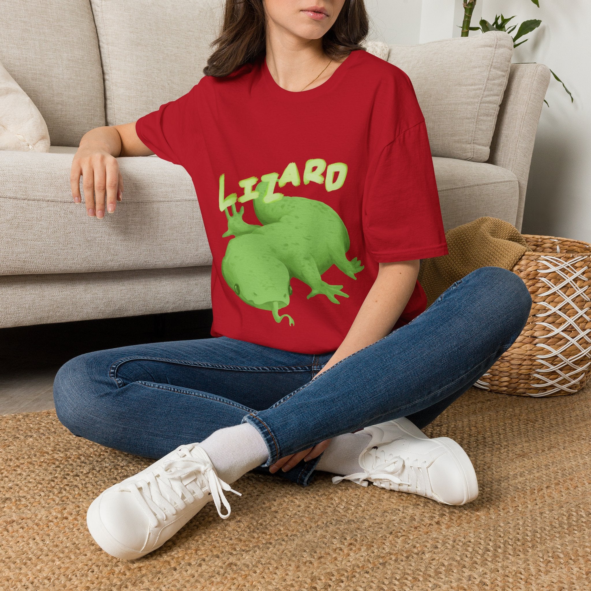 'lizard shirt' Cute Green Lizard Graphic T-Shirt — "LIZARD" Sketch Illustration