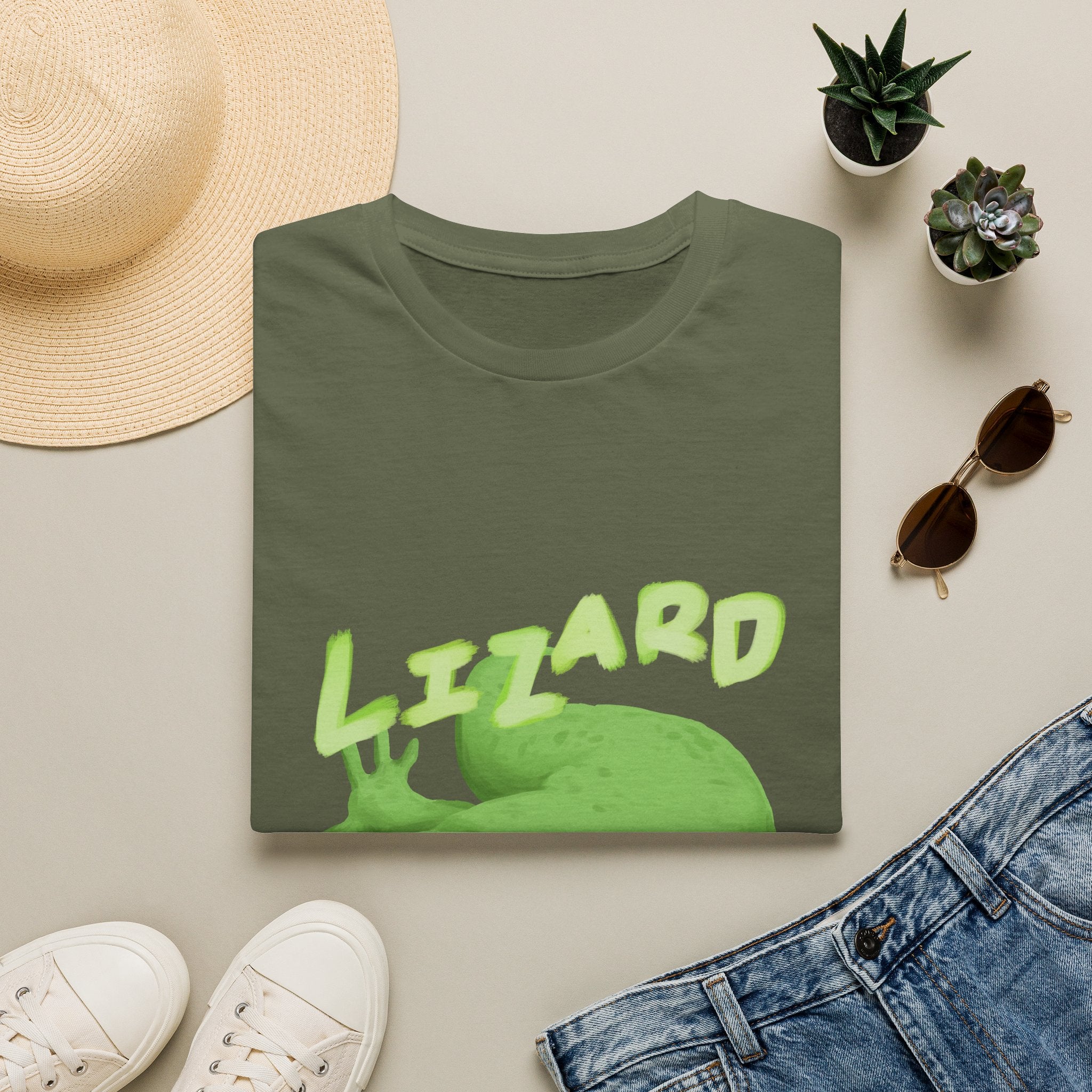 'lizard shirt' Cute Green Lizard Graphic T-Shirt — "LIZARD" Sketch Illustration