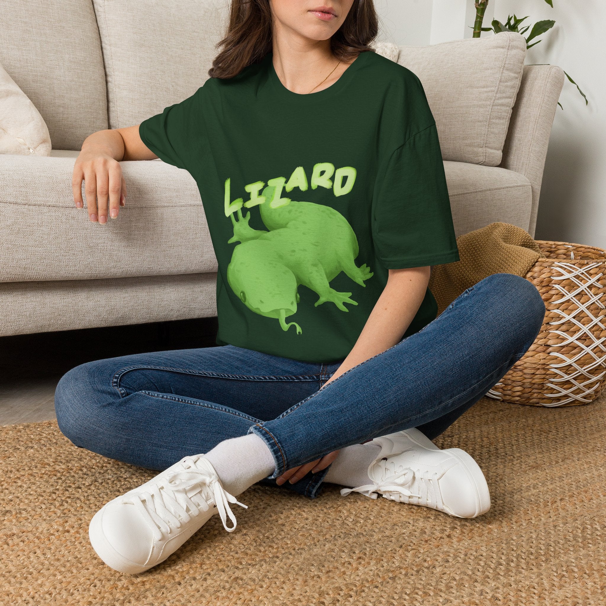 'lizard shirt' Cute Green Lizard Graphic T-Shirt — "LIZARD" Sketch Illustration