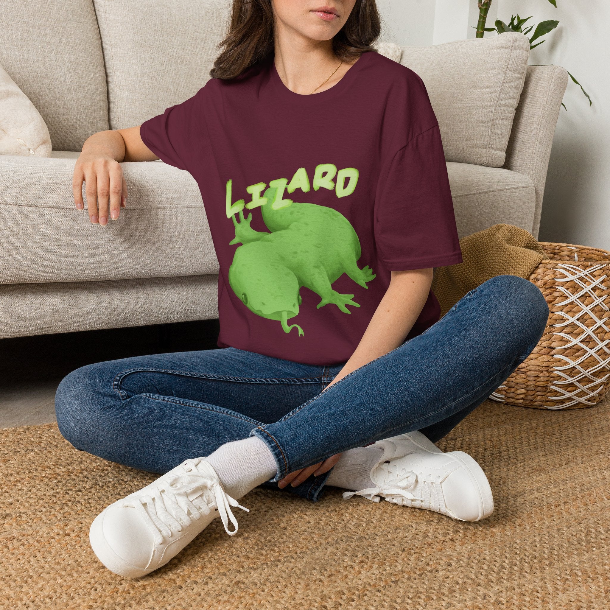 'lizard shirt' Cute Green Lizard Graphic T-Shirt — "LIZARD" Sketch Illustration