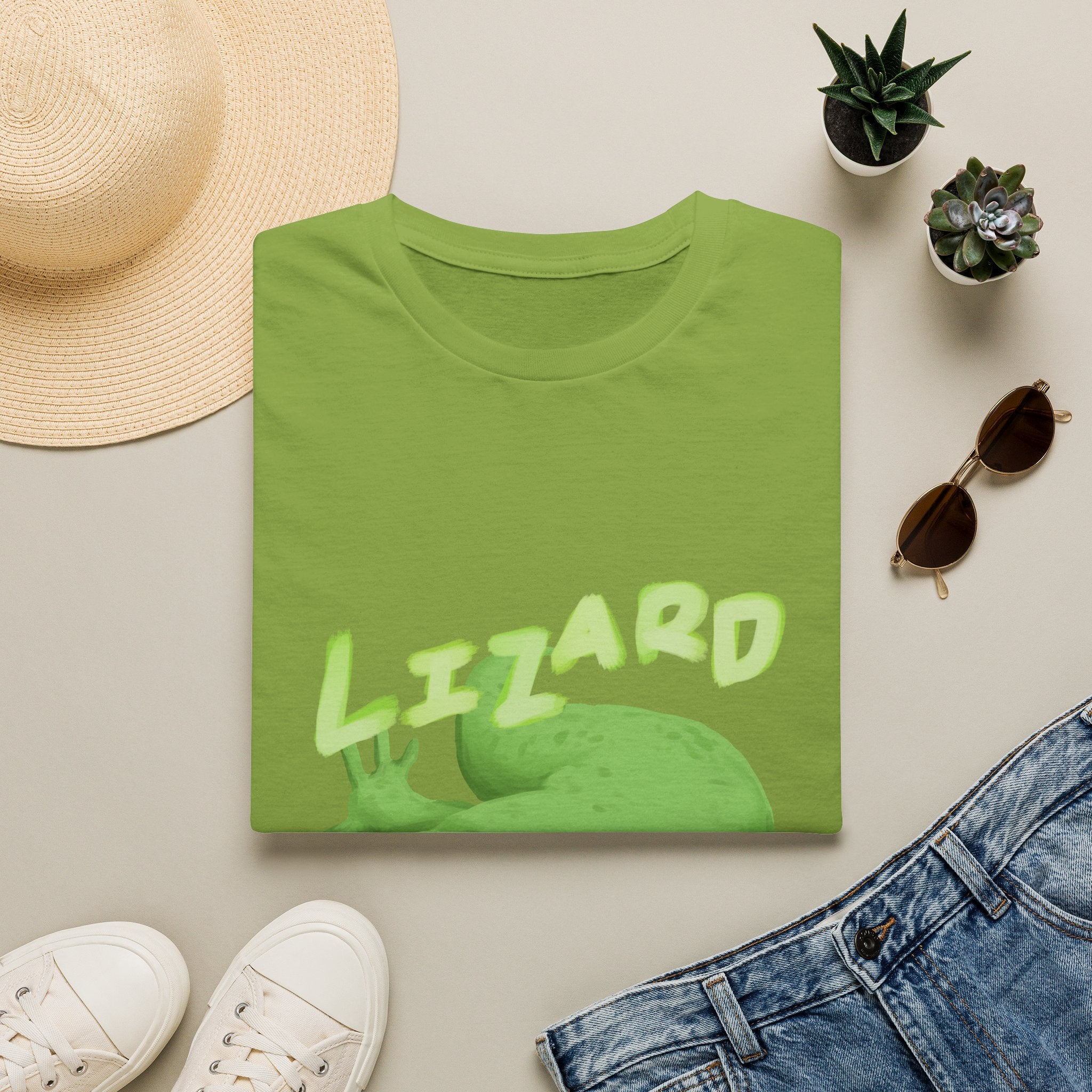 'lizard shirt' Cute Green Lizard Graphic T-Shirt — "LIZARD" Sketch Illustration