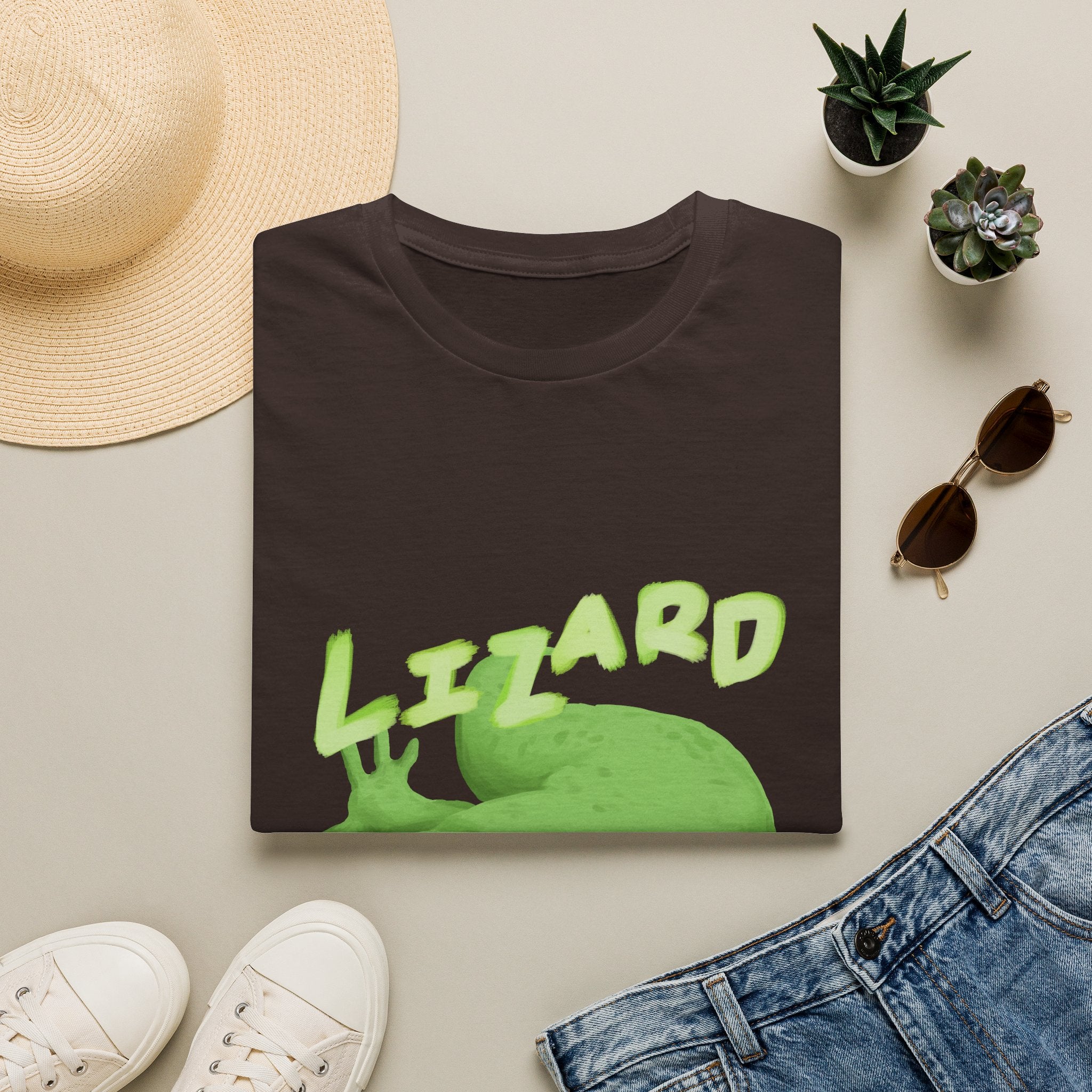 'lizard shirt' Cute Green Lizard Graphic T-Shirt — "LIZARD" Sketch Illustration