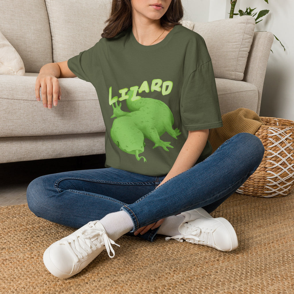 'lizard shirt' Cute Green Lizard Graphic T-Shirt — "LIZARD" Sketch Illustration