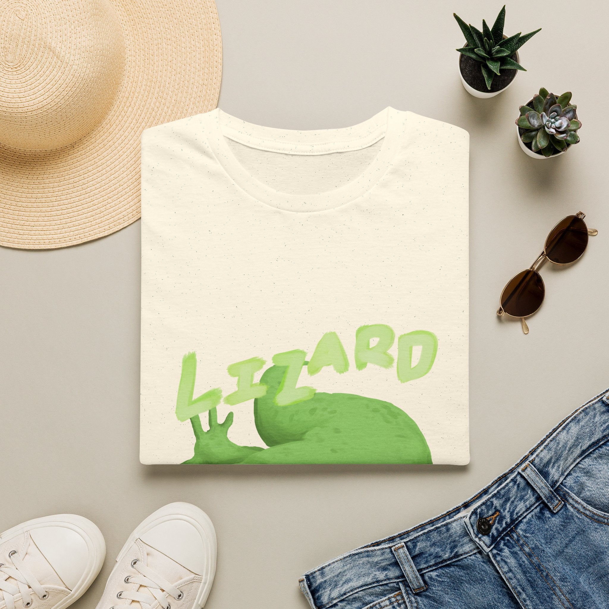 'lizard shirt' Cute Green Lizard Graphic T-Shirt — "LIZARD" Sketch Illustration