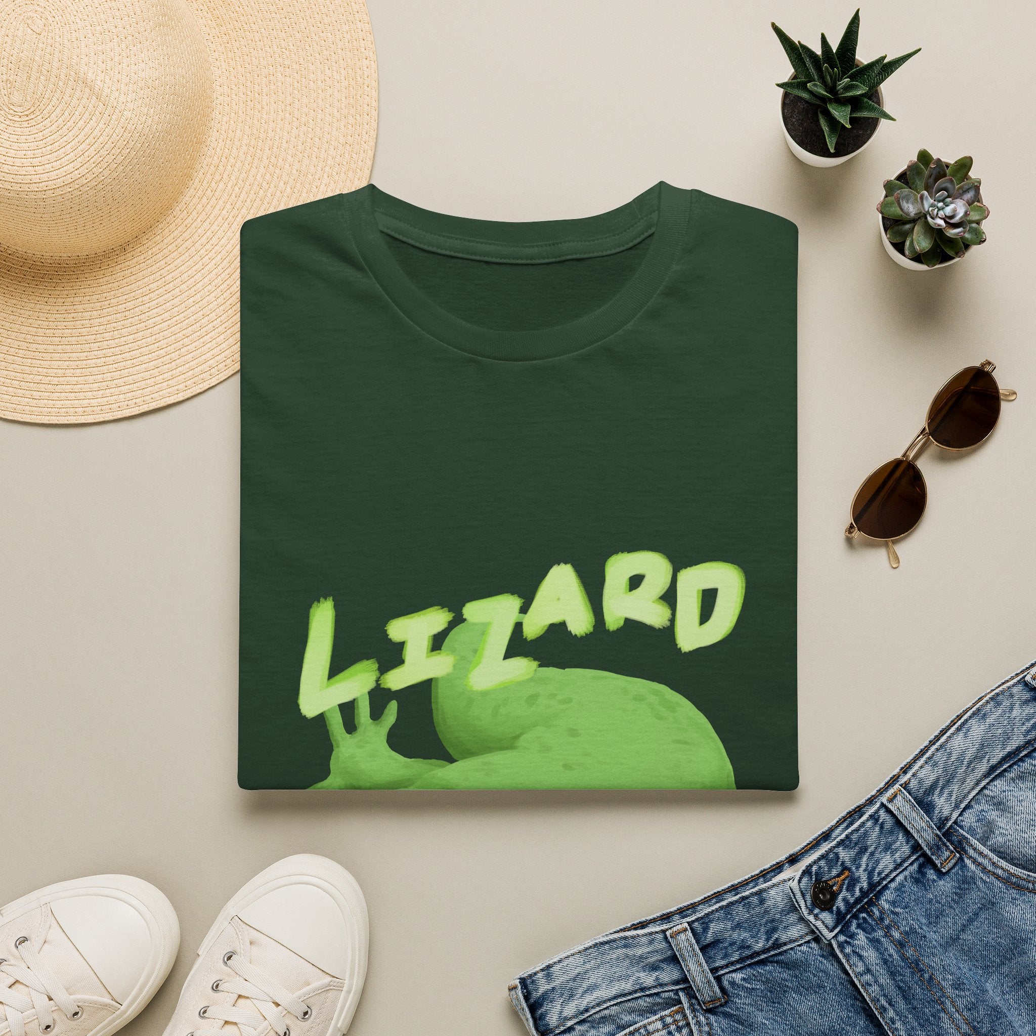 'lizard shirt' Cute Green Lizard Graphic T-Shirt — "LIZARD" Sketch Illustration