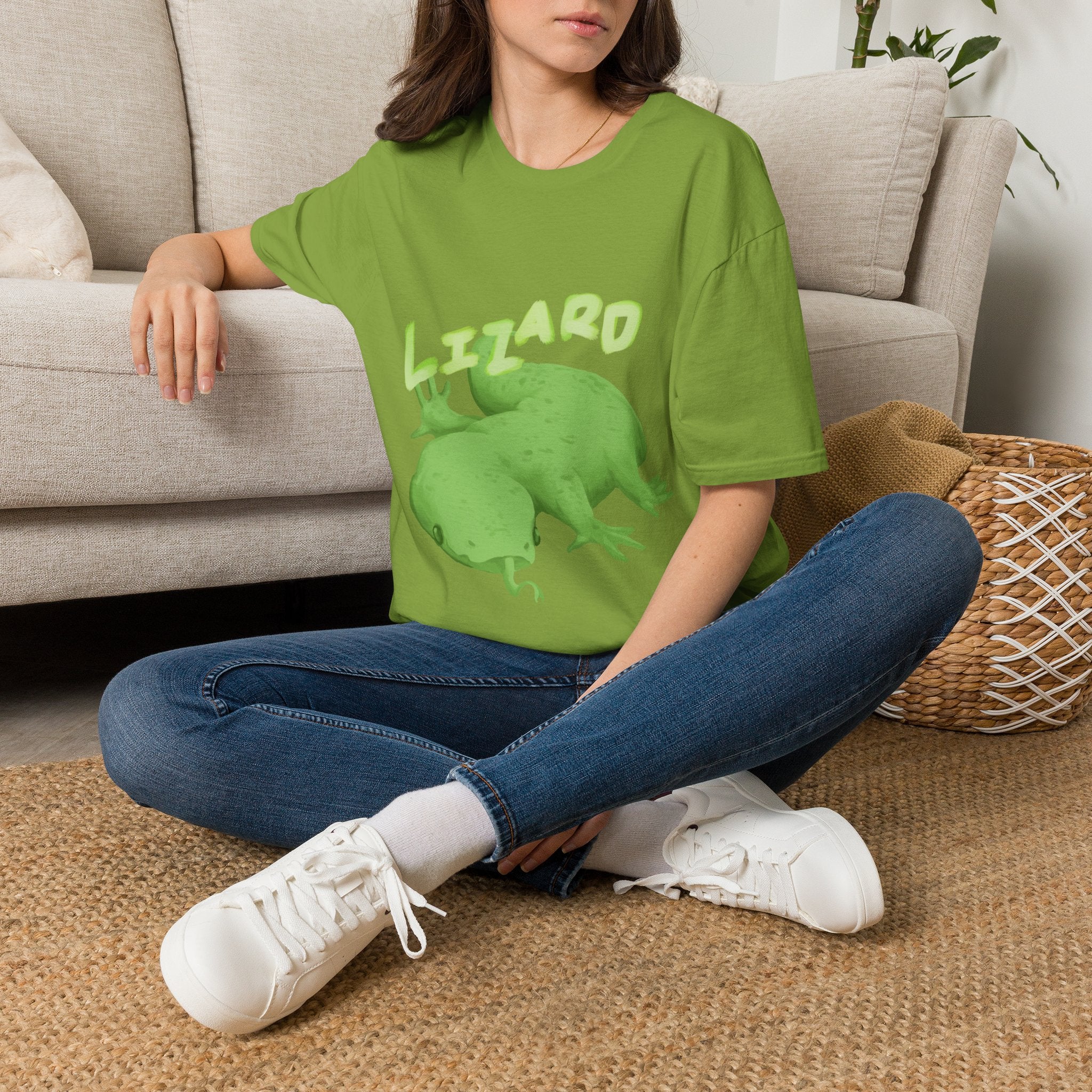 'lizard shirt' Cute Green Lizard Graphic T-Shirt — "LIZARD" Sketch Illustration